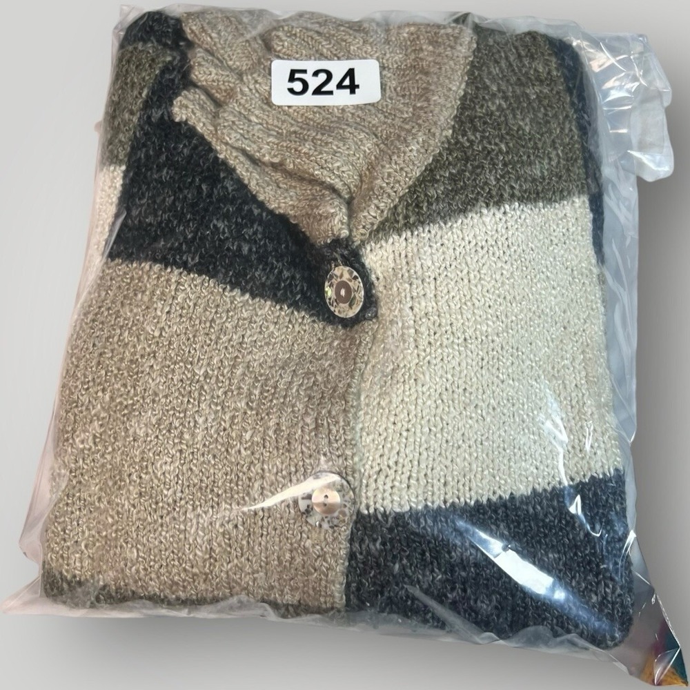 Cardigan Sweater Womens M Button Patchwork Comfy Classic Neutral Vtg Soft Preppy - Picture 10 of 10
